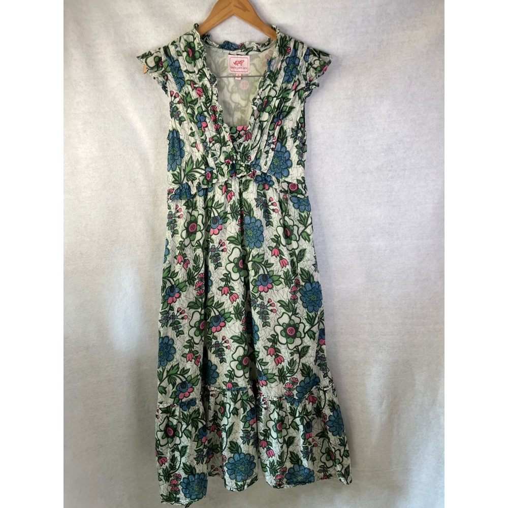 Banjanan Constance Dress Freyja Flower White - S- EUC